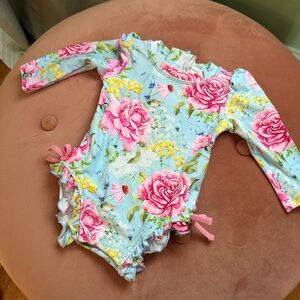 Floral Posh Peanut swimsuit with pink frills